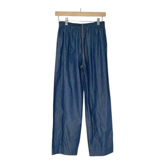 PAUL SISTI Women's Blue Chambray Wide Leg Cropped Pants Size M - Picture 2 of 4